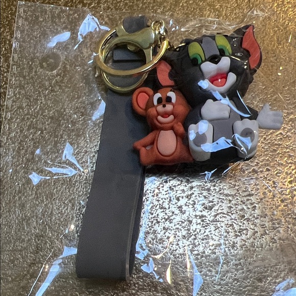 Tom & Jerry Cartoon Key Chain Collection Other - #1176+Tom and Jerry Keychain with Gray Strap 50+ Years Announcement